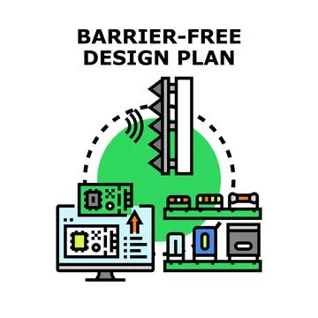 Barrier free design plan creating accessible environments Stock Illustration