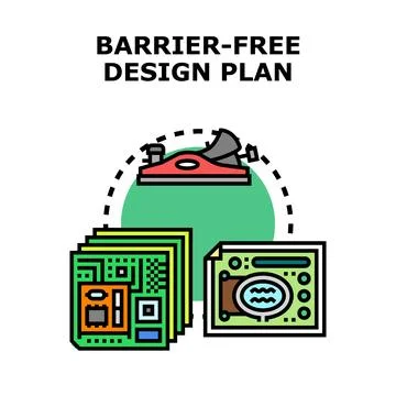 Barrier free design plan for inclusive development Stock Illustration