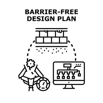 Barrier free design planning for accessibility and inclusivity Stock Illustration