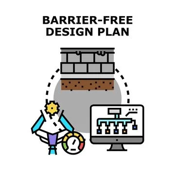 Barrier free design planning for accessibility and inclusivity Ilustración de archivo