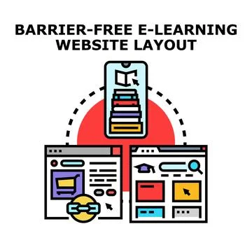Barrier free e learning website layout design concept 스톡 일러스트