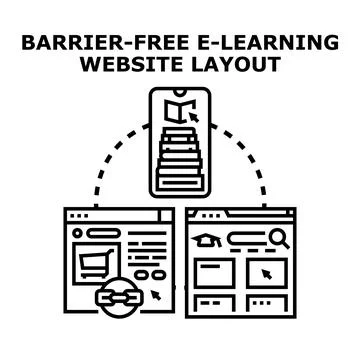 Barrier free e learning website layout design concept Stock Illustration