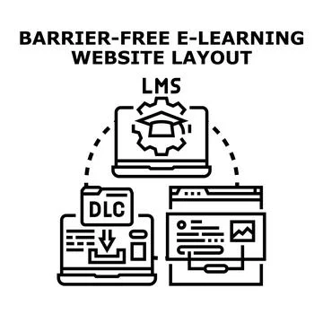 Barrier free e learning website layout concept 스톡 일러스트