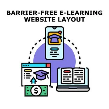 Barrier free e learning website layout concept 库存插图