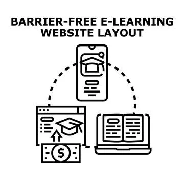 Barrier free e learning website layout concept Stock Illustration