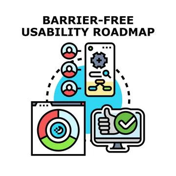 Barrier free usability roadmap and digital accessibility concept Stock Illustration
