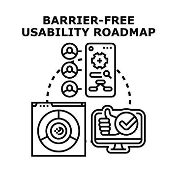 Barrier free usability roadmap and digital accessibility concept Stock Illustration