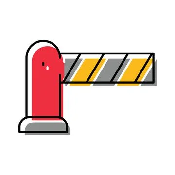 Barrier gate controlling road access and security entrance Stock Illustration