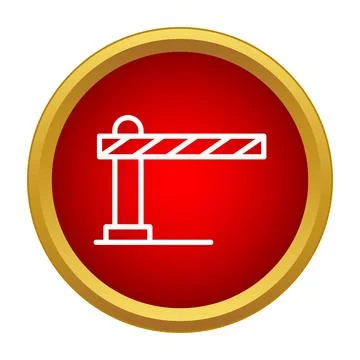 Barrier gate icon stopping access in red circle Stock Illustration