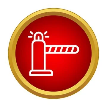 Barrier gate icon with warning light preventing entry Stock Illustration