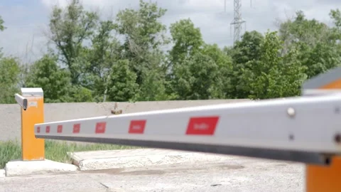Barrier gate without a sign. Closing the border or banning immigration. A ban on Video stock 156382318