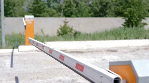 Barrier gate without a sign. Closing the border or banning immigration. A ban on Video stock 156382369