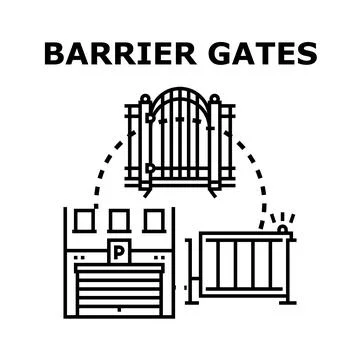 Barrier gates installation and access control system Stock Illustration