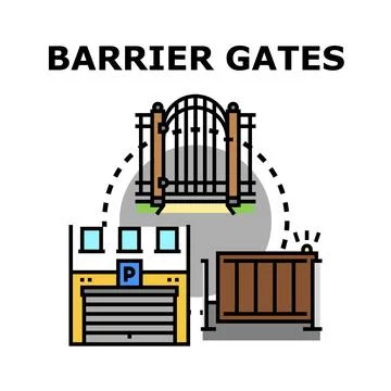 Barrier gates installation and access control system Stock Illustration