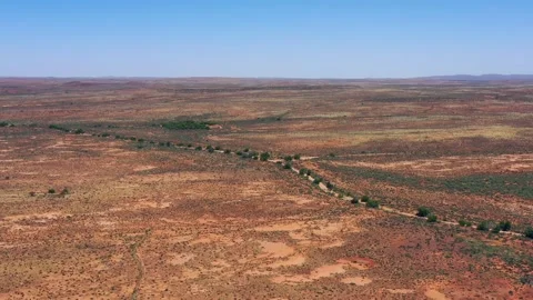 Barrier highway A32 from Broken Hill in Australian outback – aerial hover 4k. Stock Footage 168163476