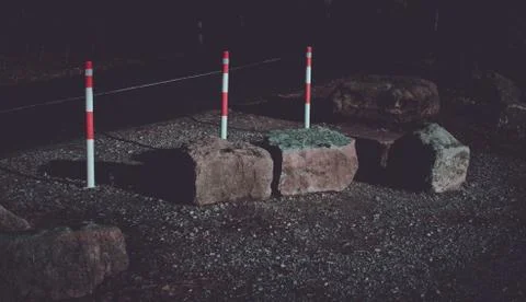 Barrier posts at the street Stock Photos