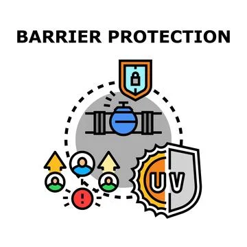 Barrier protection concept protecting users from threats Illustrazione stock