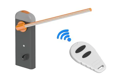 Barrier with remote, controller, 3D rendering Stock Illustration