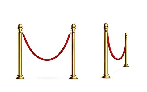 Barrier with rope and gold poles for red carpet Stock Illustration