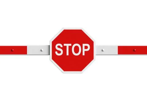 Barrier with stop sign Stock Illustration