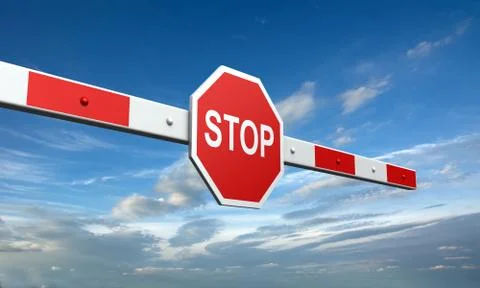 Barrier with stop sign Stock Illustration