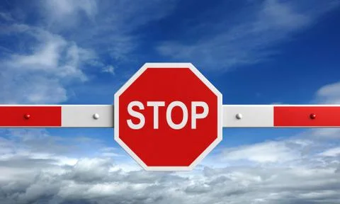 Barrier with stop sign Stock Illustration