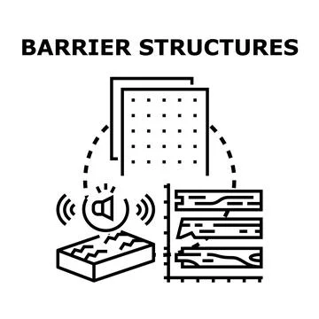Barrier structures preventing noise pollution and vibrations Stock Illustration