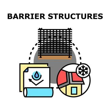 Barrier structures preventing water, cold, and ensuring safety Stock Illustration