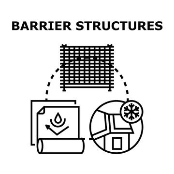 Barrier structures preventing water, cold, and ensuring safety Stock Illustration