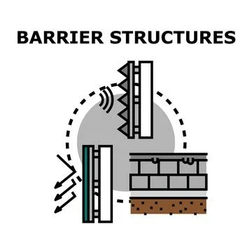 Barrier structures protecting security perimeter concept Stock Illustration