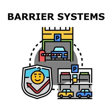 Barrier systems controlling secure parking access management Stock Illustration
