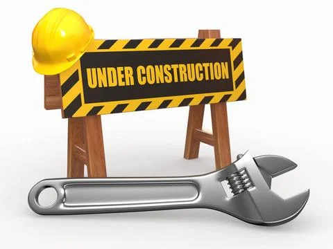 Barrier with text under construction and hardhat. 3d Barrier with text und... Stock Photos