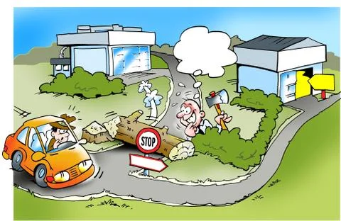 Barriers blocking the way to the next workshop Illustrazione stock