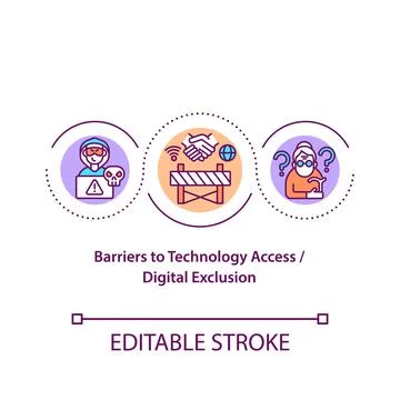 Barriers to technology access concept icon Stock Illustration