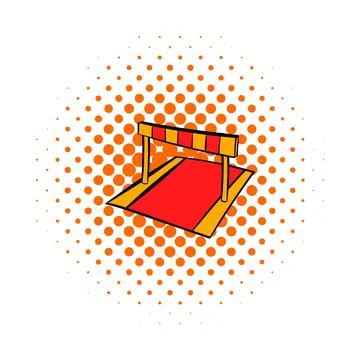 Barriers on treadmill stadium icon, comics style Stock-Illustration