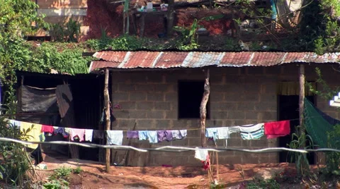 Barrio house with laundry Stock Footage 1050726