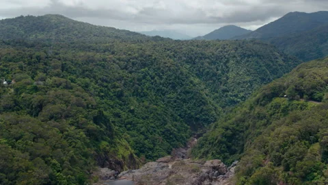 Barron Falls Gorge fly over drone shot. Stock Footage 247311476