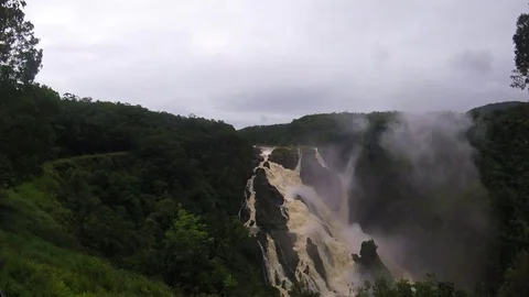 A Barron falls waterfall in the rain forest in Kuranda, Queensland, Austra Video stock 69871743