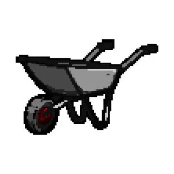 Barrow wheelbarrow pixel art vector illustration Illustrazione stock