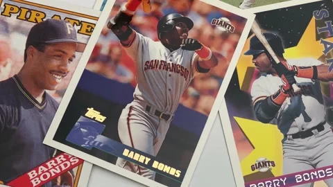 Barry Bonds Baseball Cards Stock Footage 169253593