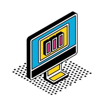 Bars chart on computer isometric style icon vector design 스톡 일러스트