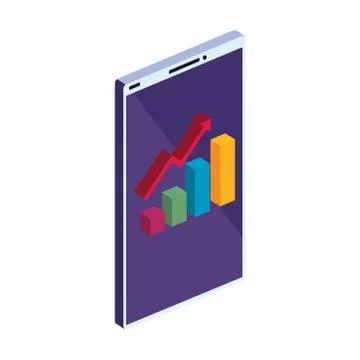 Bars chart with increase arrow on computer 3d vector design 스톡 일러스트