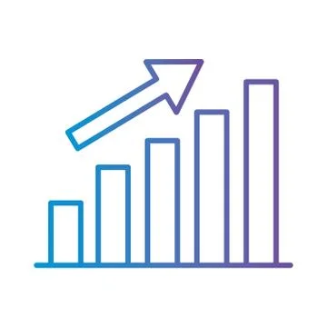 Bars chart with increase arrow gradient style icon vector design Illustrazione stock