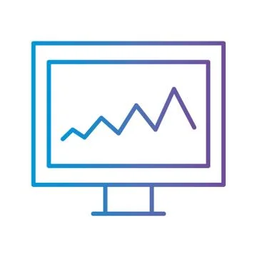 Bars chart in laptop gradient style icon vector design Illustrazione stock