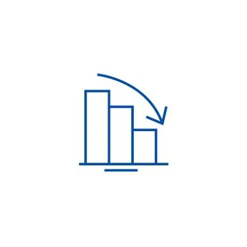 Bars descending graph line icon concept. Bars descending graph flat vector Stock Illustration