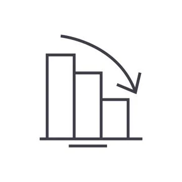 Bars descending graph vector line icon, sign, illustration on background 库存插图