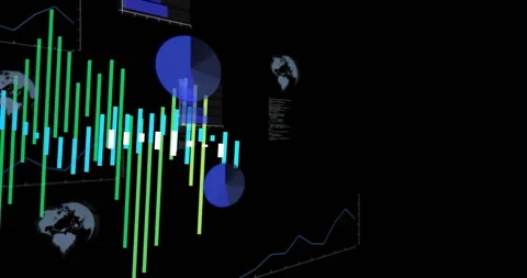 Bars emerging from lower-left initiating 3D data dashboard build, displaying 스톡 동영상 311416924