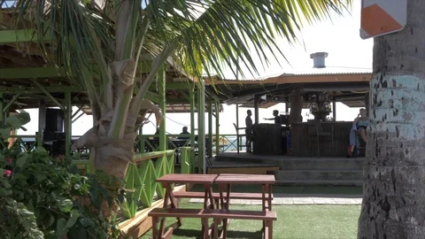 Bars on Frigate Bay Beach, St. Kitts, St. Kitts and Nevis, Leeward Islands, West Stock Footage 112103991