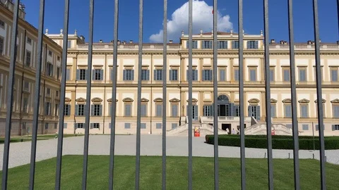 The bars of the gate of the great royal villa of Monza Stock Footage 120529388