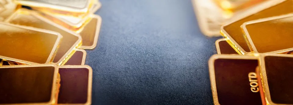 Bars of gold on background. Stock Photos